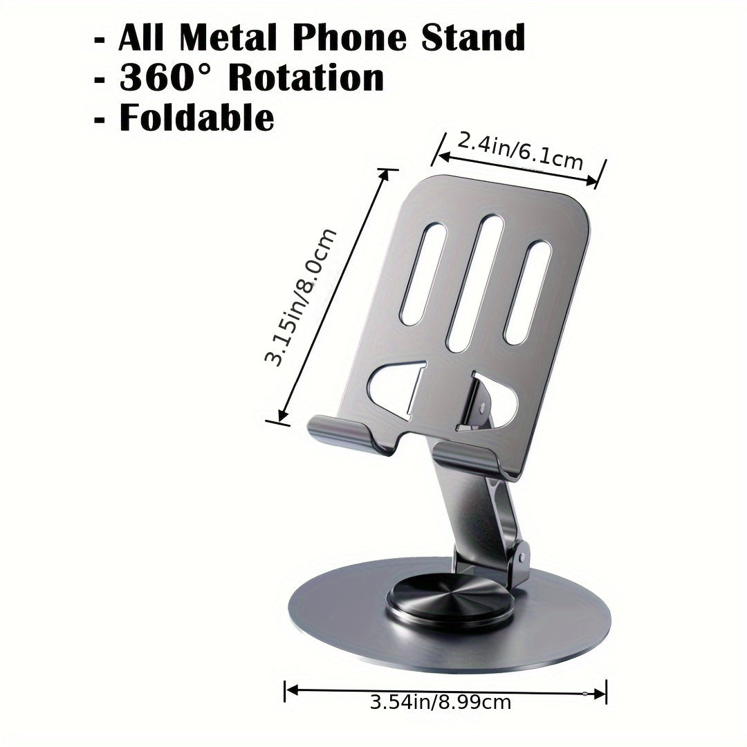 Full Metal 360-Degree Rotating Phone and Tablet Stand - Universal Stress-Relieving Desk Mount