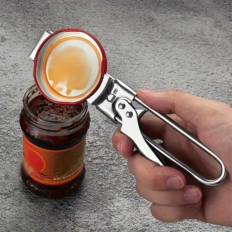 Adjustable Jar and Lid Opener - Stainless Steel Manual Can Opener with Easy Grip, Ideal for Weak Hands and Home Use