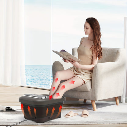 Collapsible Foot Spa Massager – Heater, Temperature Control, Bubbles, Massage Rollers & Vibration for Pressure Relief