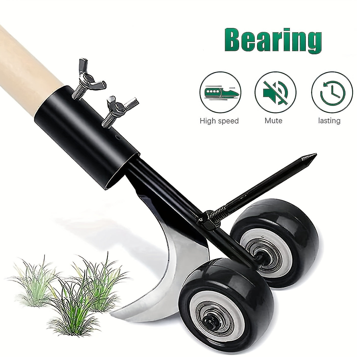 Stand-Up Manual Weeding Tool – Weed Puller with Wheels, Roller Crack Weeder for Garden, Lawn, Sidewalk & Driveways