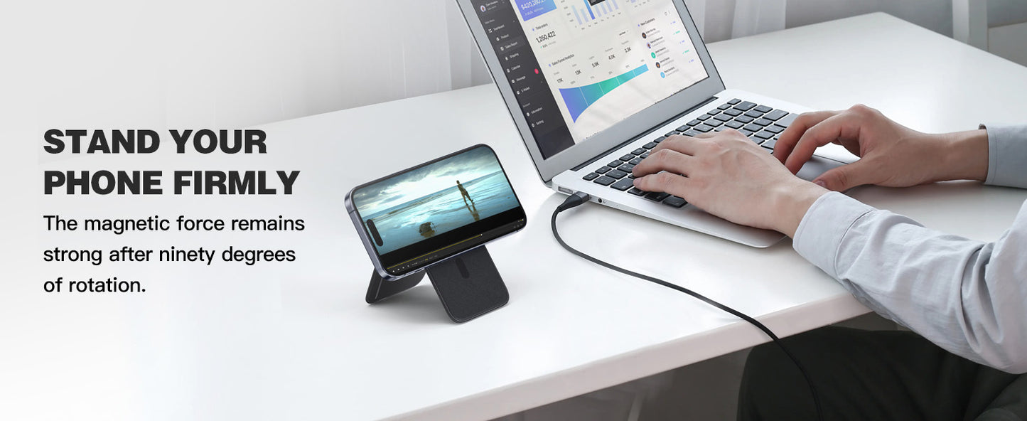 Minisopuru Magnetic Wallet & Phone Stand – Lightweight MagSafe Leather Card Holder for iPhone 12, 14, 15, 16