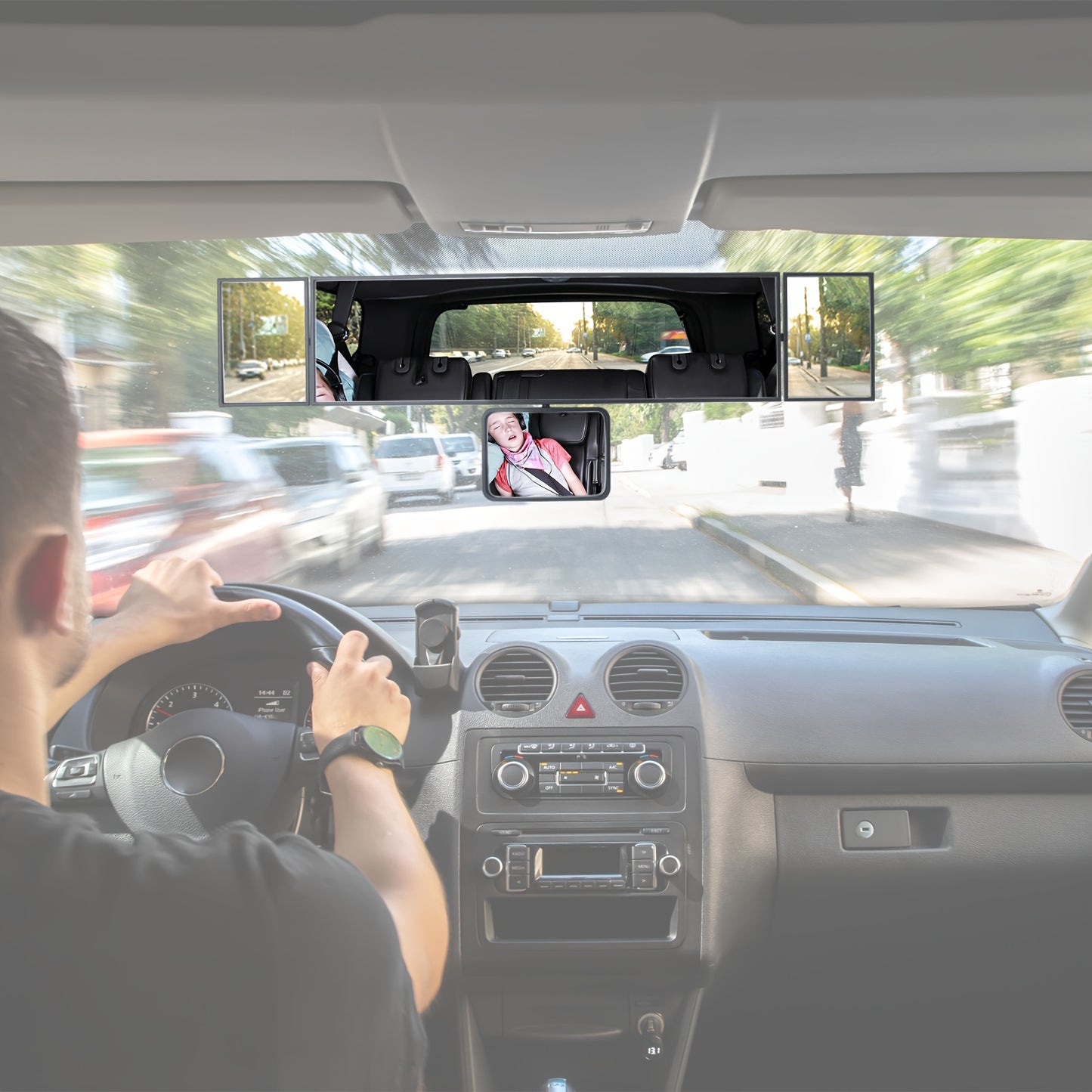 Foldable Car Mirror - Multifunctional Swiveling Adjustable with Quadruple Folding for Enhanced Field of View