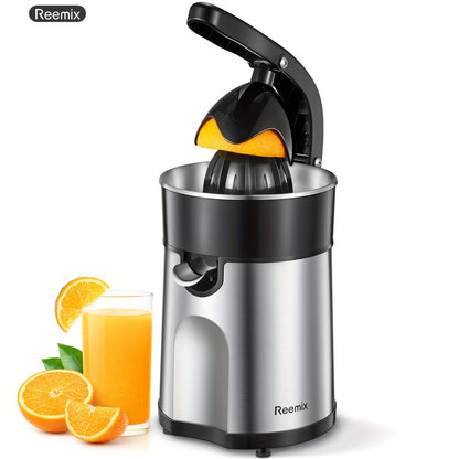 Electric Citrus Juicer Squeezer – Brushed Stainless Steel with Two Interchangeable Cones for Orange, Lemon, and Grapefruit, Easy to Clean and Use ( ABS+Stainless Steel )