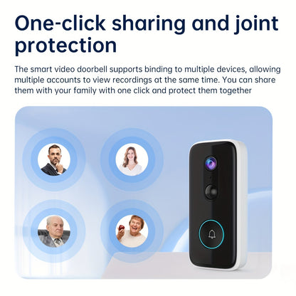 2K Wireless Doorbell Camera – HD Night Vision, 2.4G WiFi, Rechargeable, Two-Way Calls, PIR Motion Detector, Photo and Recording, APP Control, Voice Change Function
