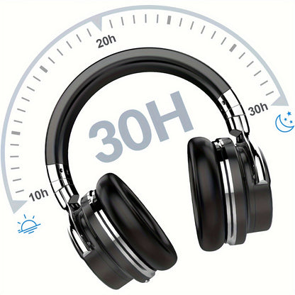 Active Noise Cancelling Wireless Headphones with Microphone - Deep Bass, 30-Hour Playtime - Comfortable and Durable