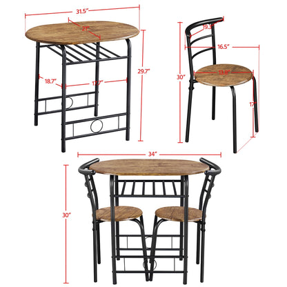Costoffs Modern Round Compact Dining Table and 2 Chairs Set - Space-Saving Table Set for Kitchens, Apartments, and Dorm Rooms