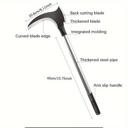 21.7-Inch Double-Sided Blade Cutting Sickle - High Manganese Steel, Dual-Use for Agriculture, Horticulture, and Outdoor Activities, Ideal for Weeding and Cutting Firewood