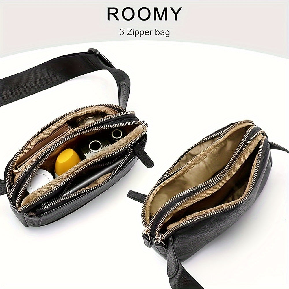 Fashion Crossbody Bag with Adjustable Strap - Lightweight PU Leather Waist Bag, Portable Fanny Pack for Outdoor Sports and Fitness