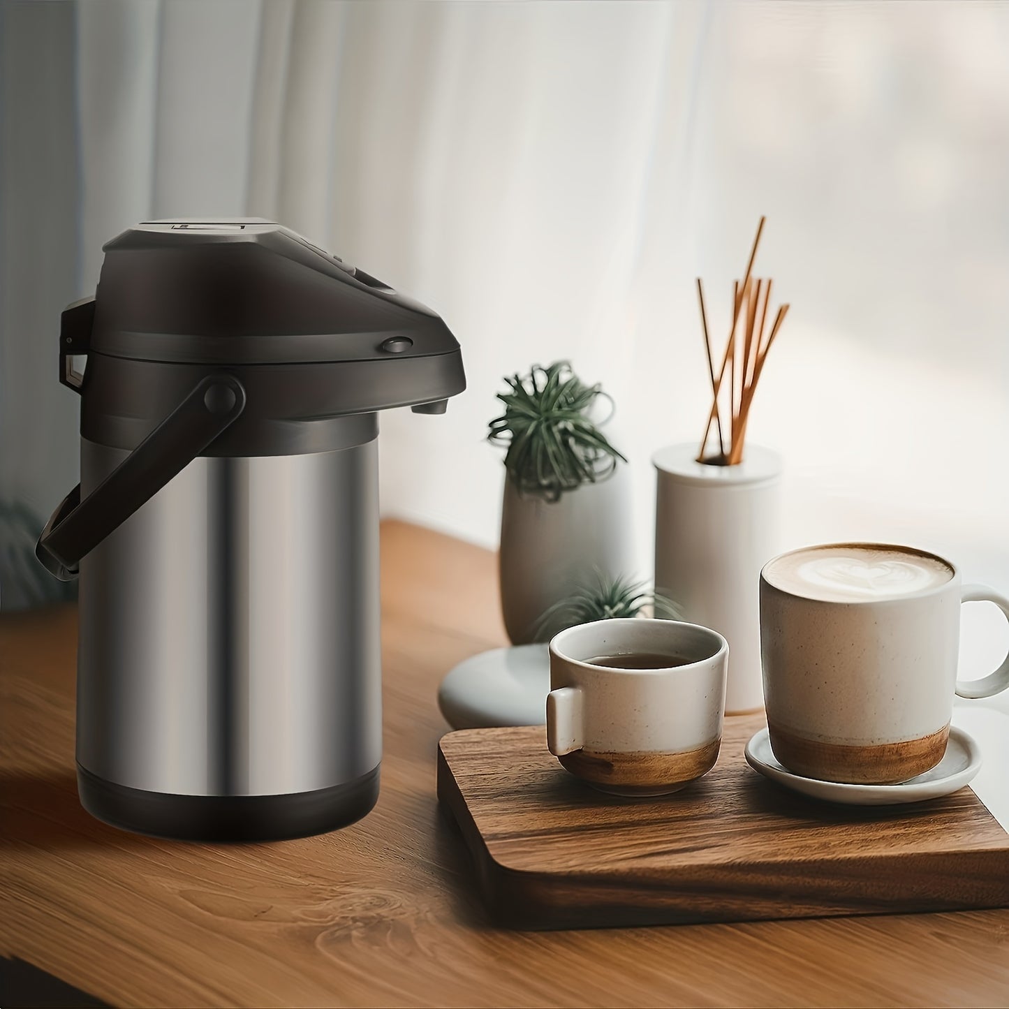 PANCERKA 2.5L Insulated Coffee Pot - Stainless Steel Thermal Beverage Dispenser with Lever Action - Hot & Cold Water, 85oz Large Capacity