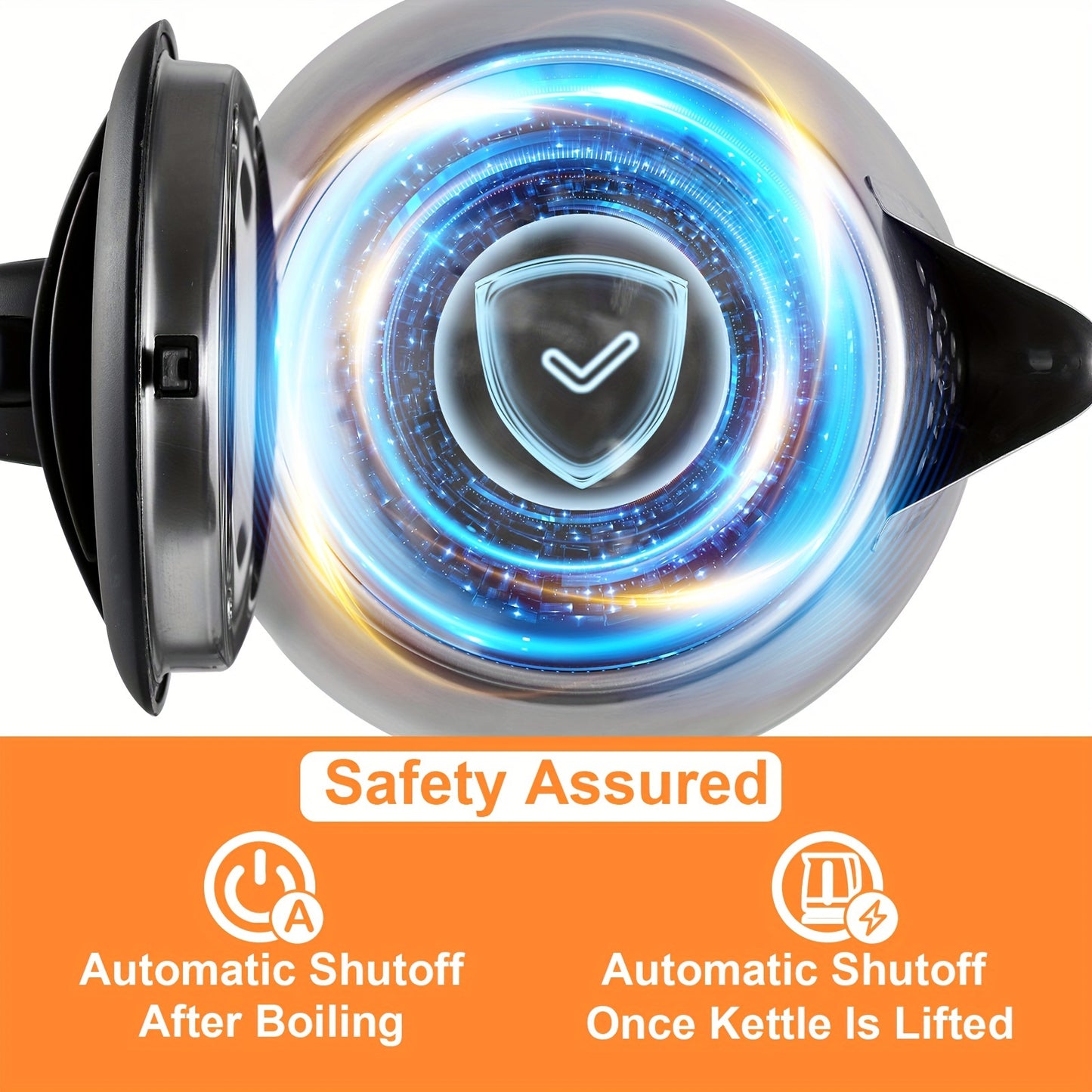 1.8L Stainless Steel Double Wall Electric Kettle – Fast Boiling, Auto Shut Off, Boil-Dry Protection, Cordless, LED Indicator – BPA Free for Coffee, Tea and Hot Beverages