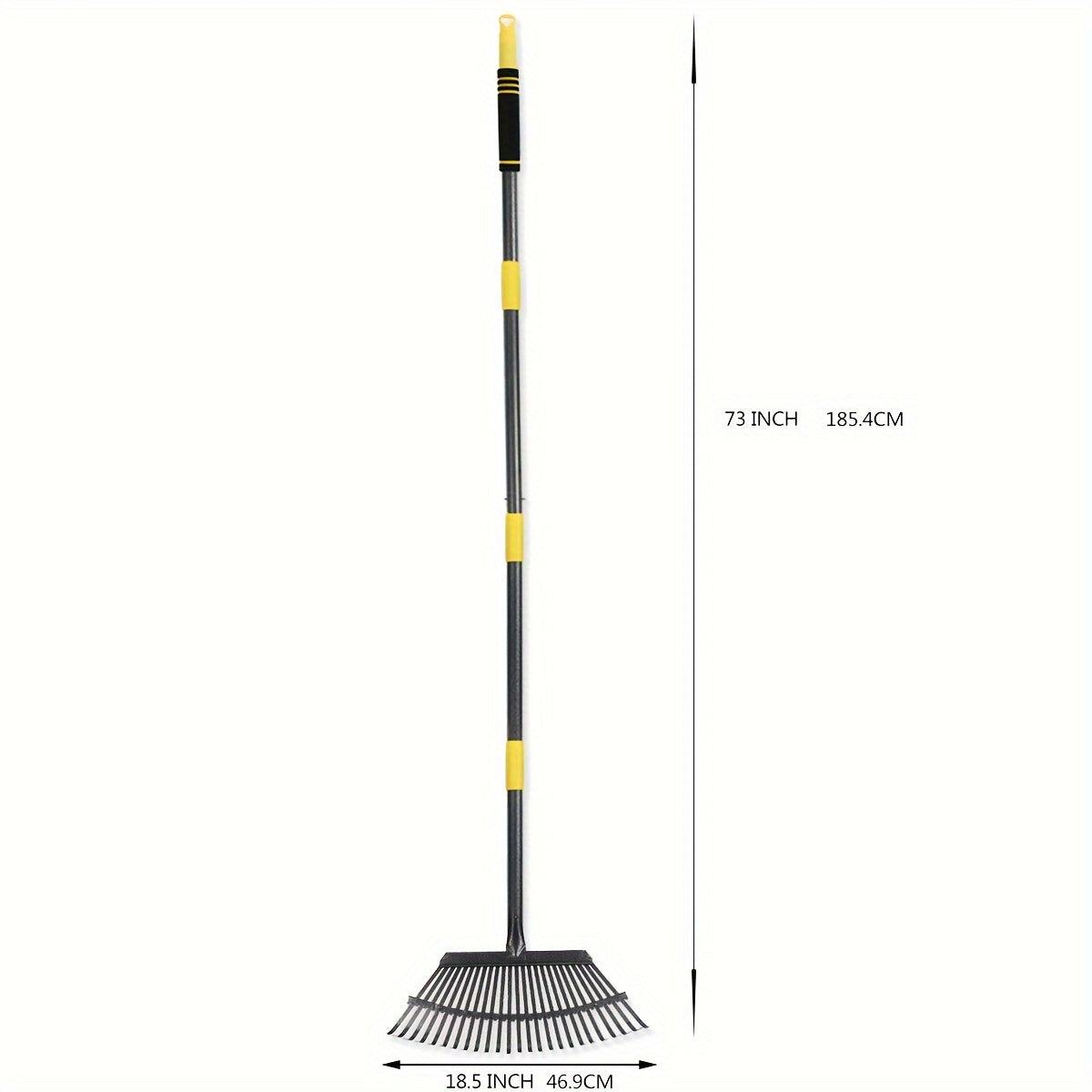 Adjustable Metal Garden Leaf Rake - Heavy-Duty Steel Lawn Rake with Telescopic Handle for Efficient Yard Debris Collection