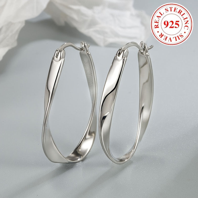 Elegant Sterling Silver Mobius Hoop Earrings - Hypoallergenic, Nickel-Free and Lead-Free, Perfect for Casual Wear or Gifting