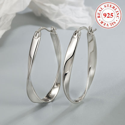Elegant Sterling Silver Mobius Hoop Earrings - Hypoallergenic, Nickel-Free and Lead-Free, Perfect for Casual Wear or Gifting