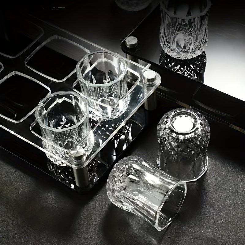 6pcs Luxurious Crystal Cut 50ml Glass Shot Glasses – Reusable, Durable Whiskey Tumblers for Bar & KTV, Hand Wash Only, Perfect for Entertaining Guests