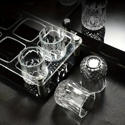 6pcs Luxurious Crystal Cut 50ml Glass Shot Glasses – Reusable, Durable Whiskey Tumblers for Bar & KTV, Hand Wash Only, Perfect for Entertaining Guests