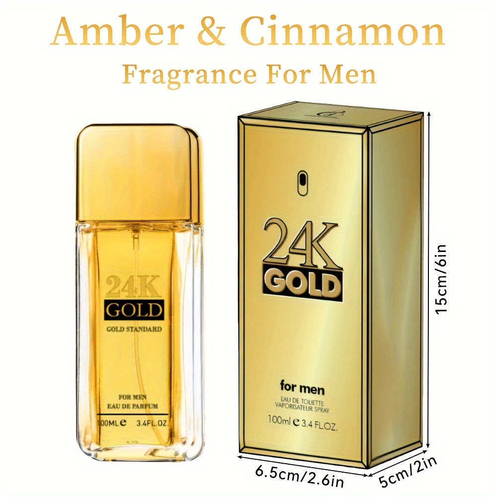 3.4 Fl Oz Men's Eau De Toilette Spray - Long-Lasting Amber & Cinnamon Fragrance - Perfect for Dating, Parties, and Gift Giving with Notes of Blood Orange, Grapefruit, and Mint