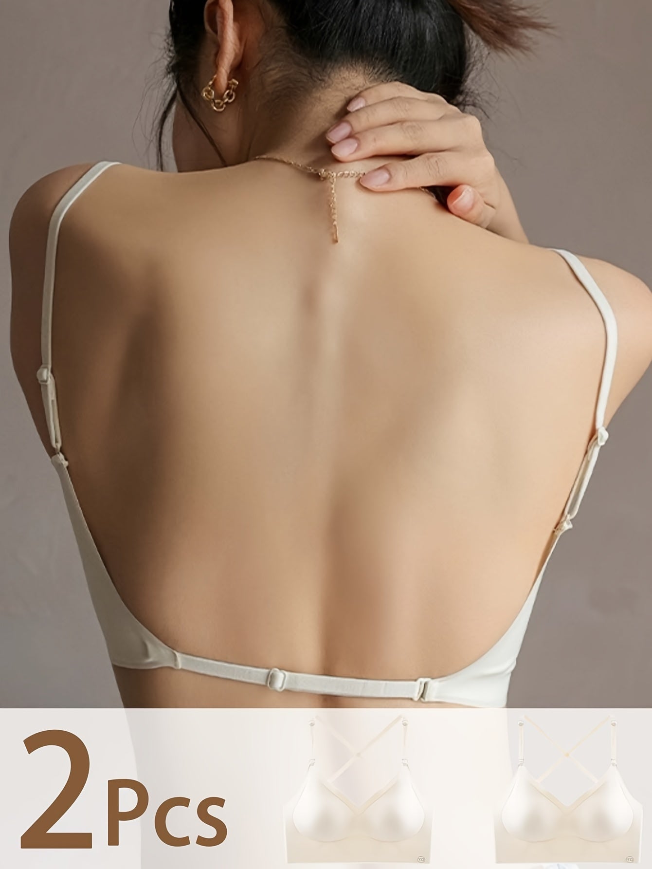 2pcs Seamless U-Backless Sports Bra Set - Breathable, Comfortable Crop Top with Adjustable Straps for Yoga and Fitness