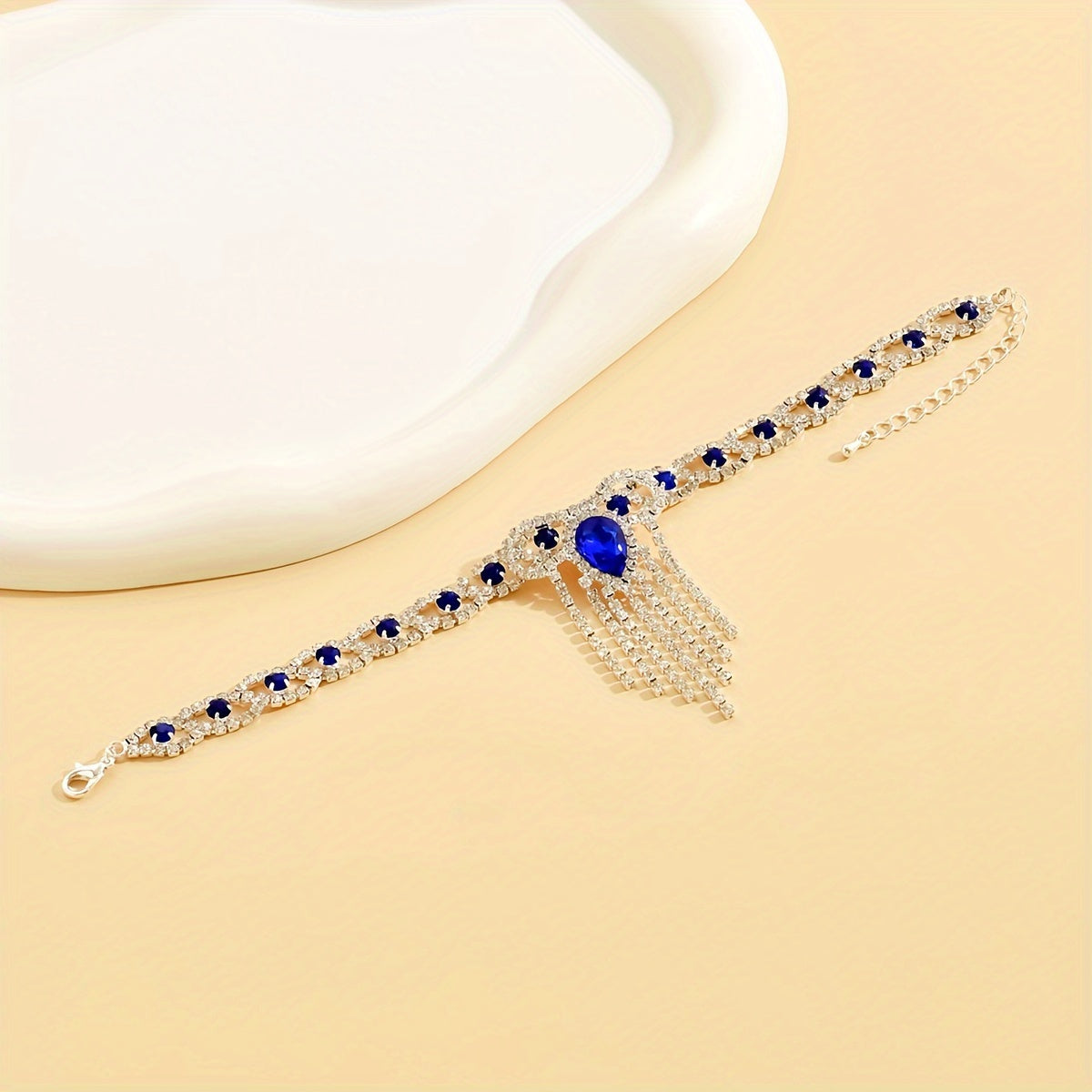 Sparkling Tassel & Blue Rhinestone Ankle Chains - Sexy & Fashionable Jewelry for Women's Parties, Engagements, and Weddings