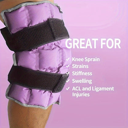 Reusable Gel Ice Pack Wrap for Knee Injuries – Hot/Cold Compress Therapy for Arthritis, Meniscus Tear and ACL – Purple