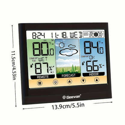 Wireless Weather Station Thermometer & Hygrometer – Indoor/Outdoor with Dew Point, Heat Index, LCD Display, Alarm Clock & Adjustable Backlight