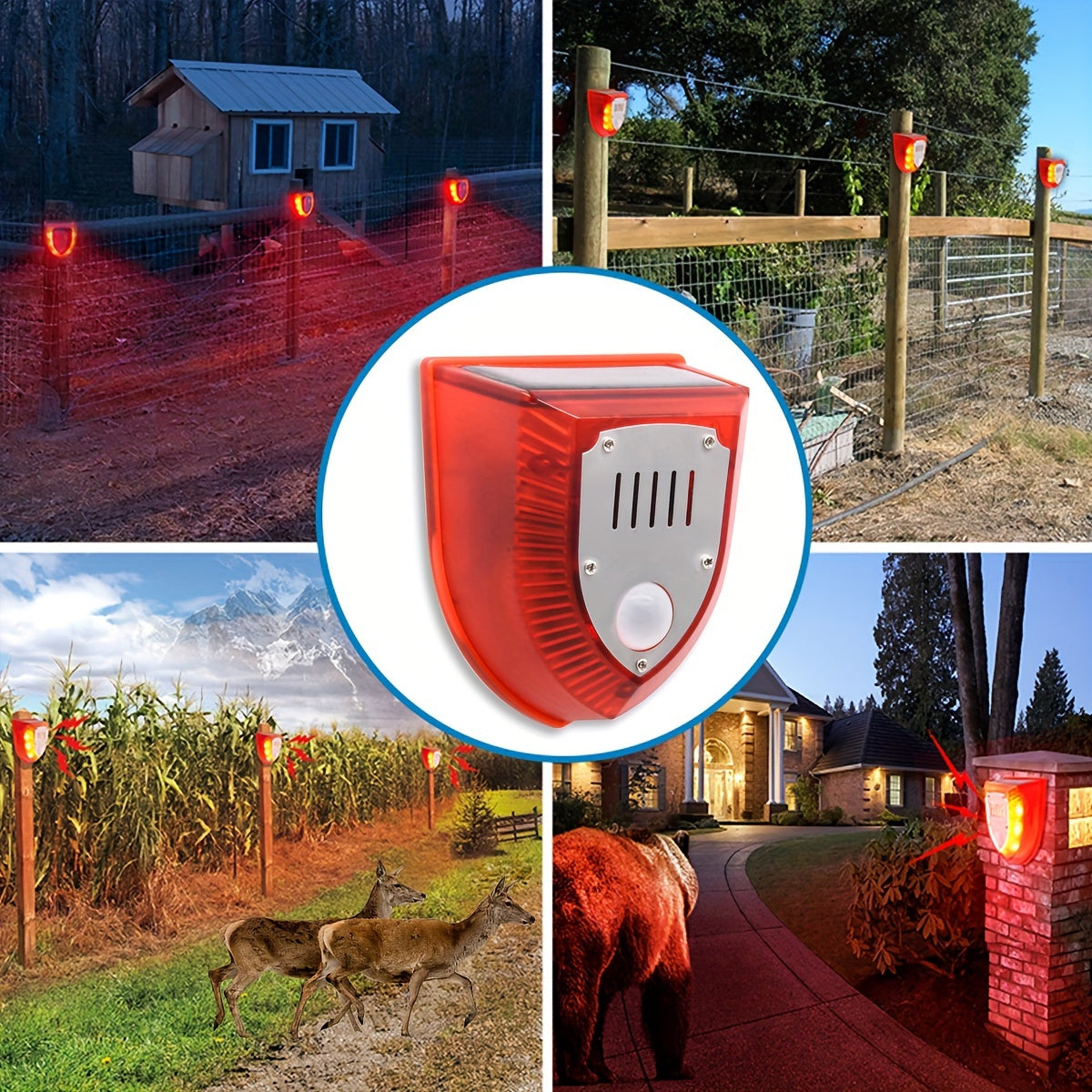 Advanced Solar-Powered Security Alarm Light - 129dB Gunshot & Dog Barking Sounds, Strobe Light with Motion Sensor | Outdoor Warning Lamp for Farm, Barn, Villa, Yard | Durable, Weather-Resistant, Energy-Efficient