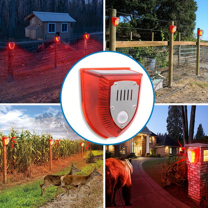 Advanced Solar-Powered Security Alarm Light - 129dB Gunshot & Dog Barking Sounds, Strobe Light with Motion Sensor | Outdoor Warning Lamp for Farm, Barn, Villa, Yard | Durable, Weather-Resistant, Energy-Efficient