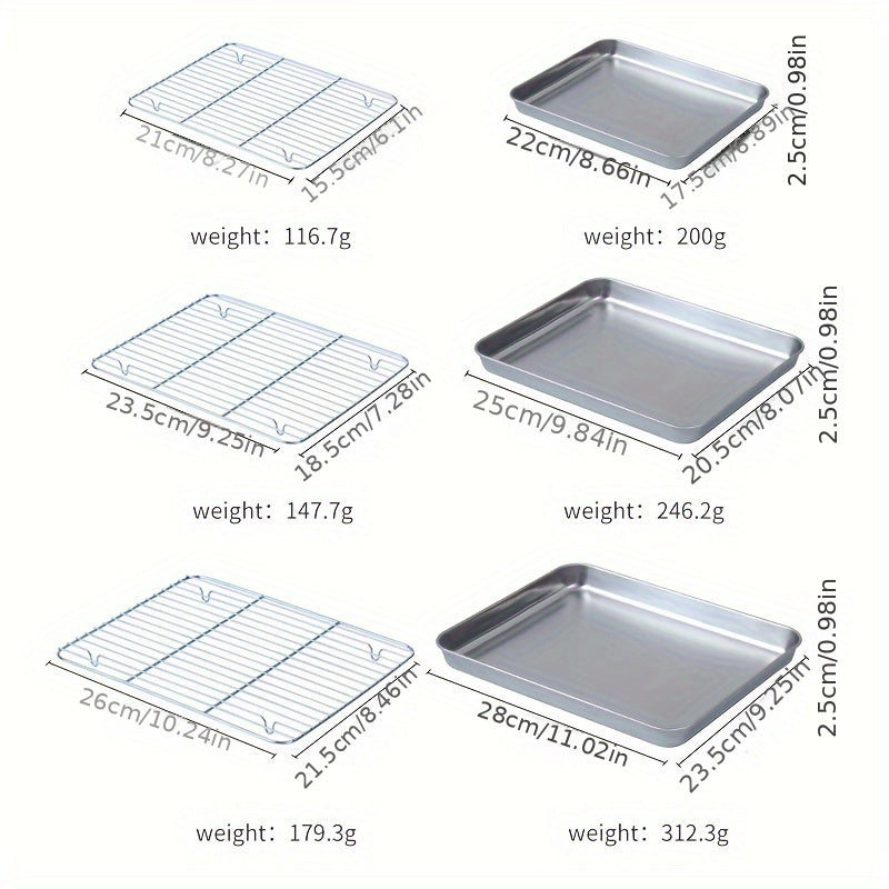 6 Piece Stainless Steel Baking Sheet & Rack Set – Heavy-Duty, Non-Toxic, Easy-Clean Oven Trays with Cooling Racks, Dishwasher Safe