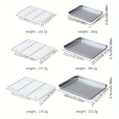 6 Piece Stainless Steel Baking Sheet & Rack Set – Heavy-Duty, Non-Toxic, Easy-Clean Oven Trays with Cooling Racks, Dishwasher Safe