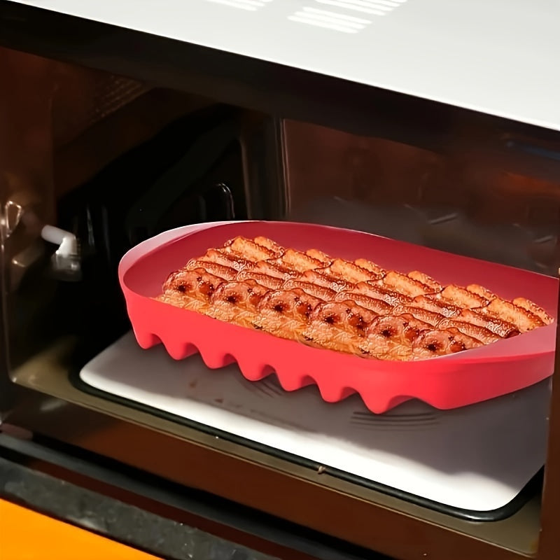 Microwave Grill Tray Set with Cover – Quick Cooking Plastic Meat Rack, Sauce Drip Plate and Pizza Serving Dish – Microwaveable Kitchen Cookware Set