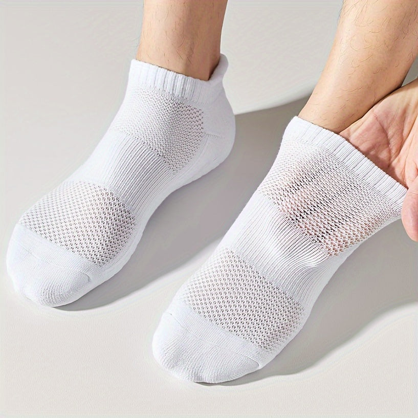 5 Pairs Unisex Casual Ankle Socks: Breathable Sports Socks with Towel Bottom, Sweat-Absorbent and Anti-Odor for Spring and Summer