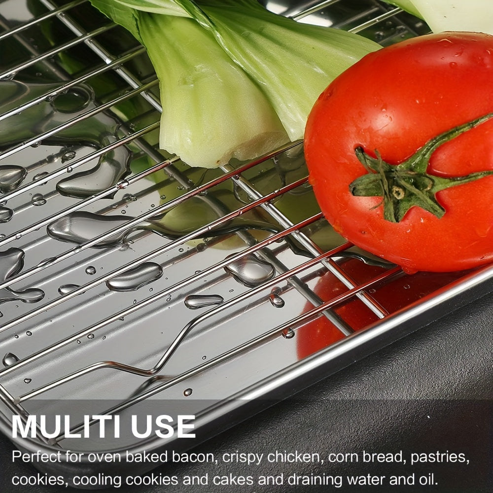 6 Piece Stainless Steel Baking Sheet & Rack Set – Heavy-Duty, Non-Toxic, Easy-Clean Oven Trays with Cooling Racks, Dishwasher Safe