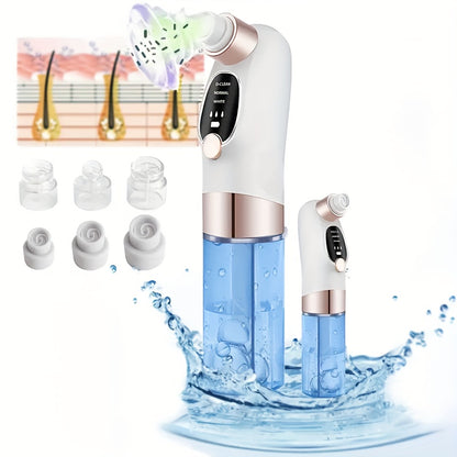 6-in-1 Advanced Electric Blackhead Remover Kit - Rechargeable, Portable Facial Cleansing Device with Exfoliating, Massaging, LED Light Functions | Ideal Skin Care Tool for Men, Women, Perfect Mother's Day Gift