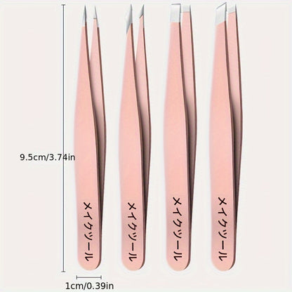 Precision Stainless Steel Tweezers – Slant, Angle & Pointed Tips for Eyebrow, Facial Hair Removal, Splinters & Blackheads