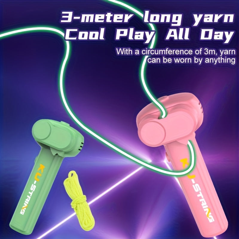 Glow-in-the-Dark Electric Rope Launcher Toy - 3-Meter Spinning Yarn Lasso, Creative Gift for Pets and Kids 14+, Plastic Material