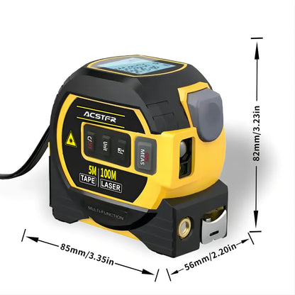 3 in 1 Laser Tape Measure - High-Accuracy Digital Distance Meter, Steel Tape & Level - Precision Rangefinder for Quick and Accurate Measurements
