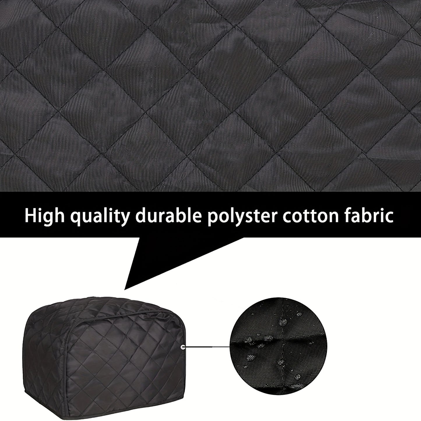 Toaster Cover - Quilted Polyester Fabric for 2 and 4 Slice Toasters - Dust-Proof with Fingerprint Protection, Fits Most Standard Models