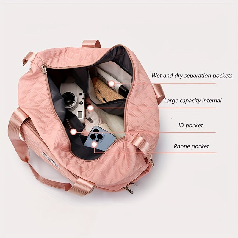 Large Capacity Travel Duffle Bag - Lightweight Argyle Pattern Luggage, Perfect for Gym and Travel