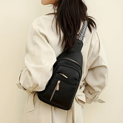 Women's Vintage PU Leather Crossbody Bag - Multi-Pocket Design with Zipper, Casual Sports Style