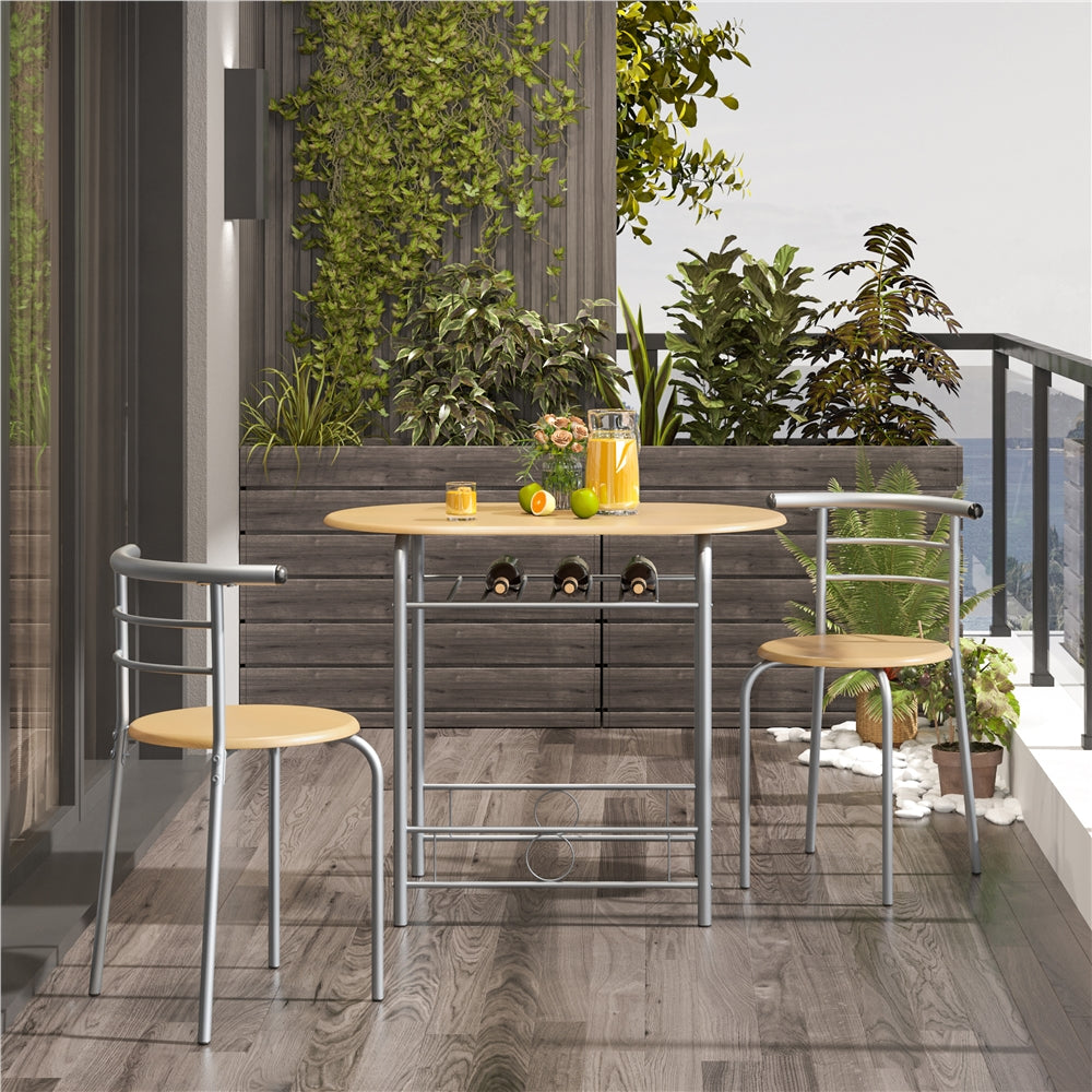 Costoffs Modern Round Compact Dining Table and 2 Chairs Set - Space-Saving Table Set for Kitchens, Apartments, and Dorm Rooms