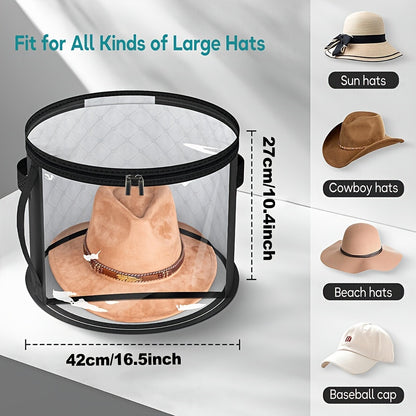 Foldable Hat Storage Organizer for Large Hats – Holds Up to 7 Oversized Hats, Includes Cowboy, Sun, Beach & Baseball Caps, Portable with Handle, Non-Woven Material with Random Printing