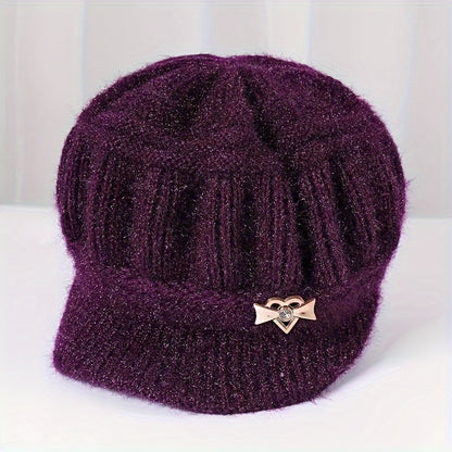 Cozy Fleece-Lined Winter Beanie for Women - Warm Knit Cap with Star Decor, Ideal for Christmas & Cold Weather