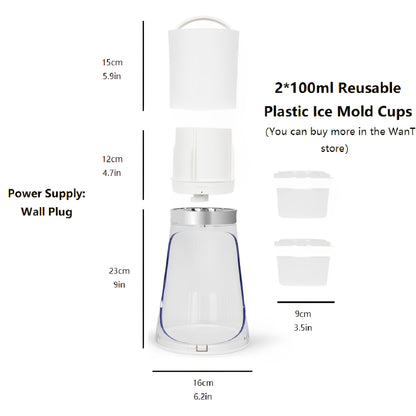 Electric Ice Shaver and Snow Cone Machine - Includes 2 Reusable 3.38oz Plastic Ice Mold Cups - Essential Kitchen Accessory