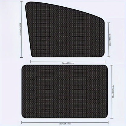 4 Pack Car Window Sunshade Curtains – Magnetic Attachment, Polyester Thermal Insulated Fabric, Sun Blocker Panels for Vehicle Protection