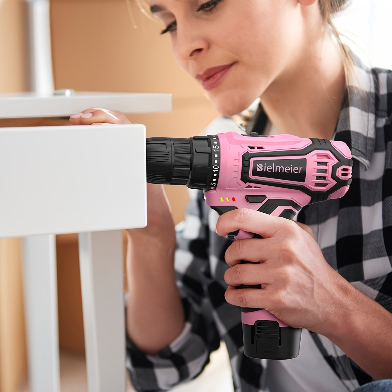 Bielmeier 12V Pink Cordless Drill Set & 20V 58pcs Black Cordless Drill Set – Essential Women's Power Tool Set for Home Projects, Stylish Pink Accessories for Home Maintenance
