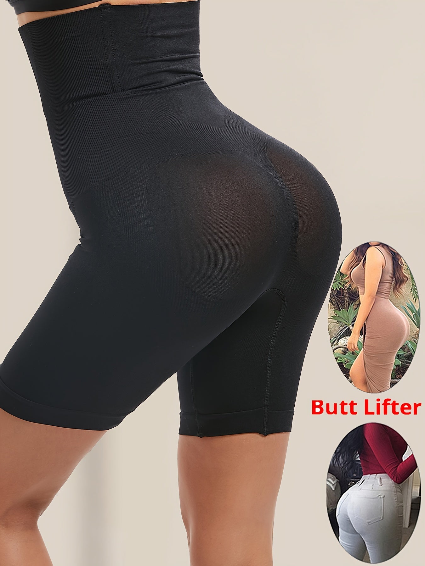 Solid Seamless High Waist Shaping Shorts – Tummy Control Compression Shorts to Lift and Shape Buttocks – Women’s Underwear and Shapewear