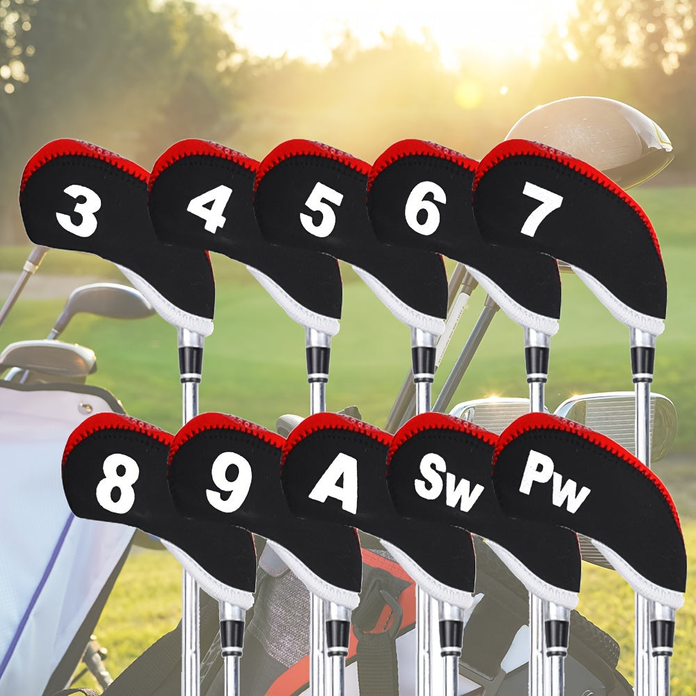 10pcs Golf Club Head Covers Set - Iron Protective Covers, Essential Golf Accessories