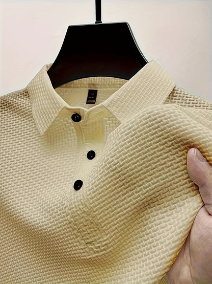 Men's Lapel Neck Short Sleeve T-Shirt – Comfy, Stretchy Tees for Summer – Trendy Casual Daily Fashion