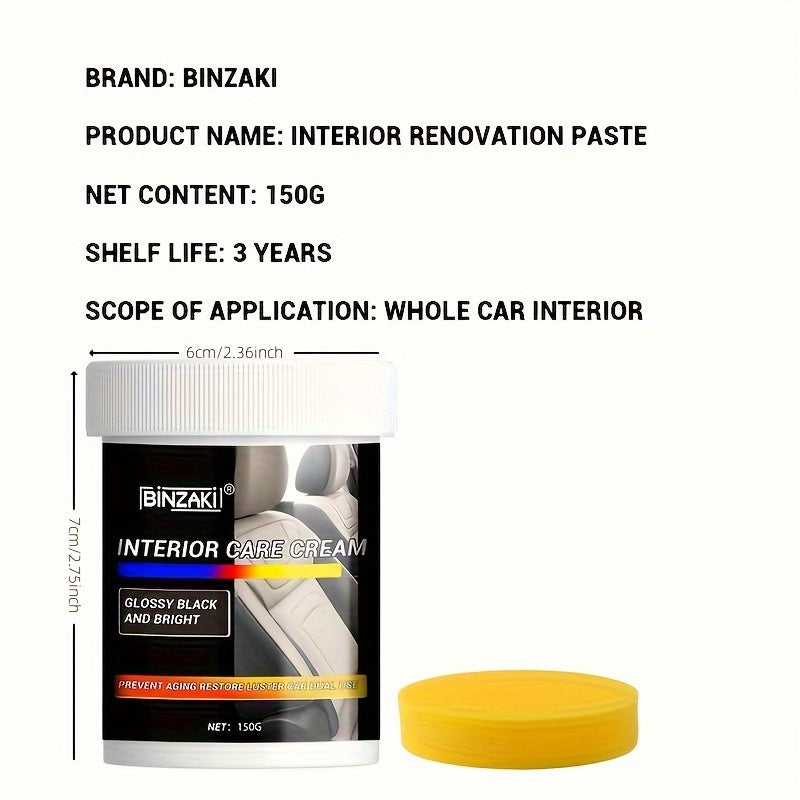 Car Interior Renewal Kit - Crystal Plating Wax for Dashboard and Plastic, Faux Leather Seat Restorer and Tire Shine Coating