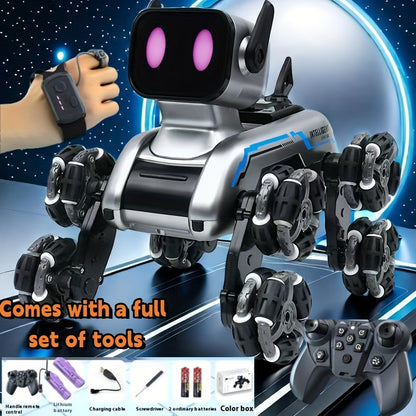 2024 Upgraded 8WD Stunt Robot Dog - Dual-Electric, Eight-Wheeled, Intelligent Gesture Control, Spray Drift and Climbing Features, Deformable Electric Toy Car, Ideal Children's Gift