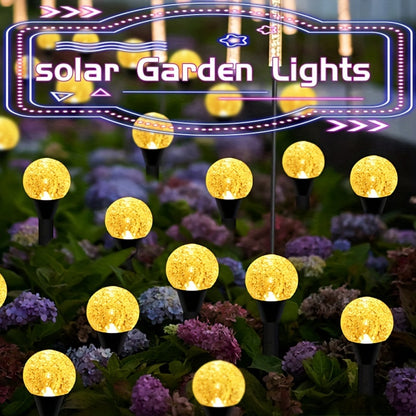 Solar Garden Path Lights - 15 LED Crystal Globe Stake Lights with Touch Control, Solar Powered, 600mAh Battery - Perfect for Garden, Camping, Independence Day, Christmas, Weddings, Parties